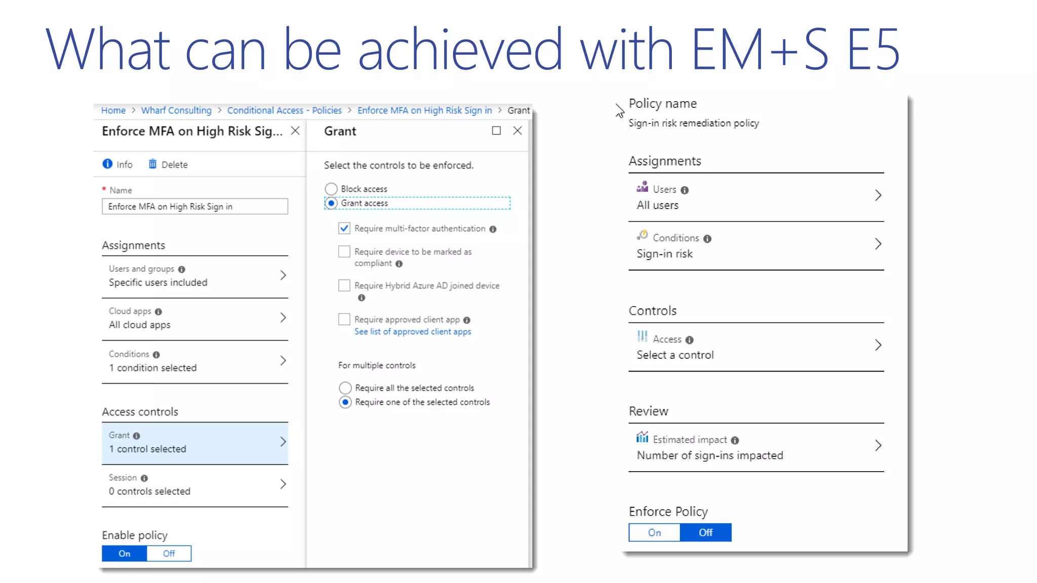 What can be achieved with EM+S E5
 