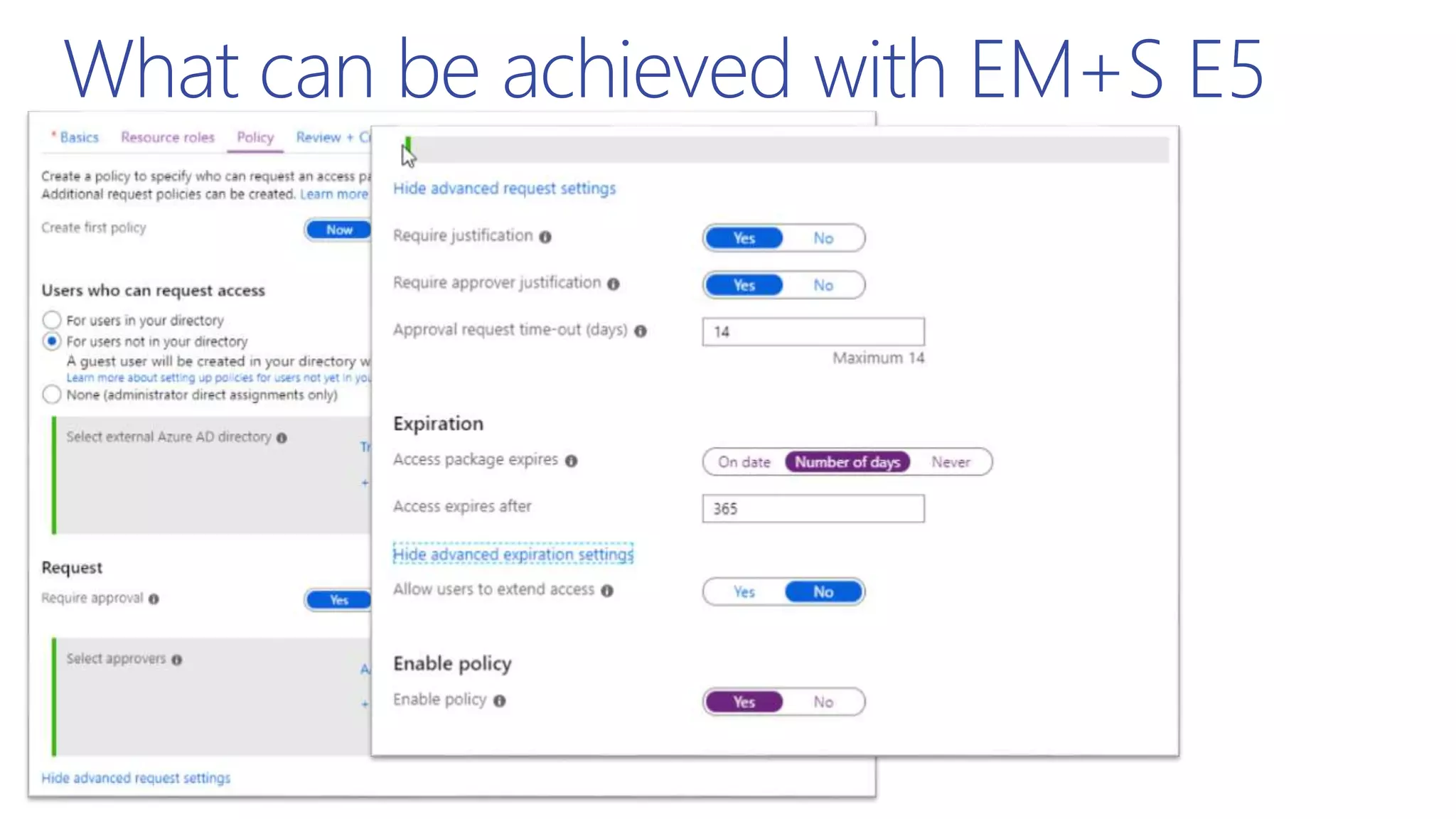 What can be achieved with EM+S E5
 