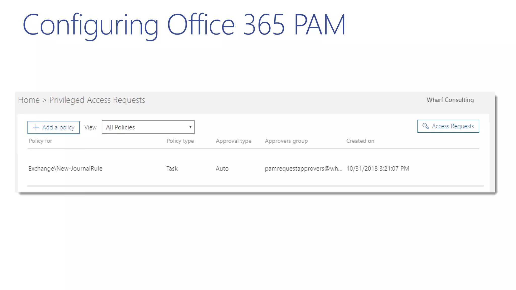 Configuring Office 365 PAM
 