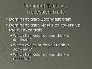 Exploring dominant and recessive traits | PPT