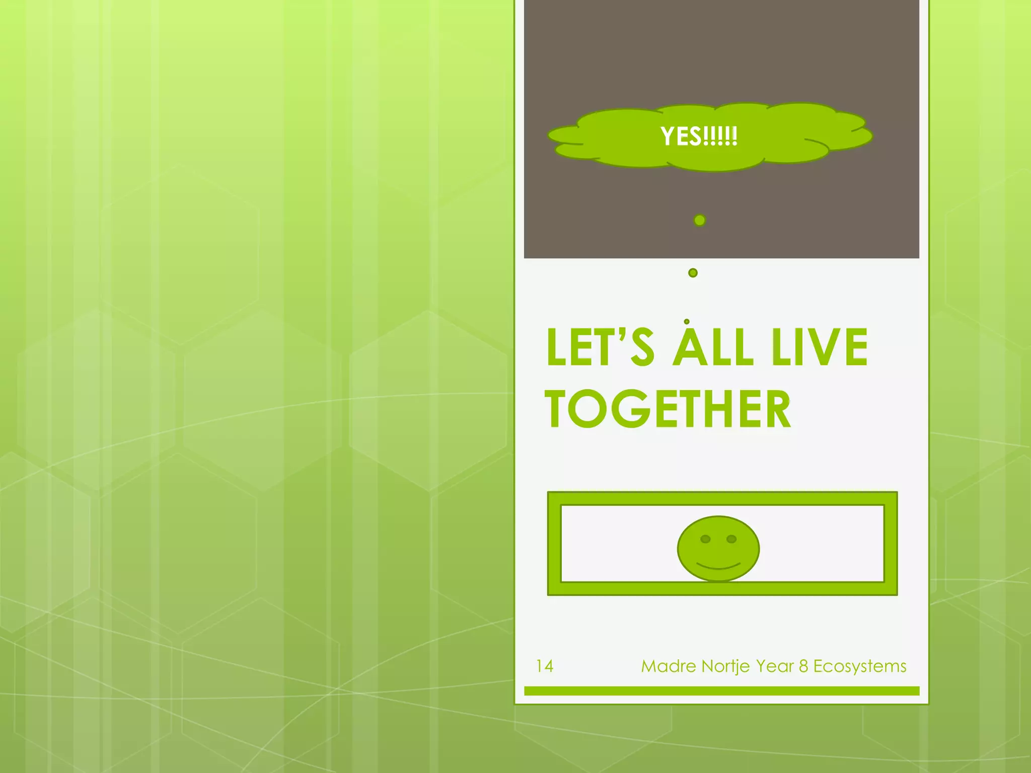 The size of any population will vary over time depending on the availability of food, water, living space and mating partners8Madre Nortje Year 8 Ecosystems
