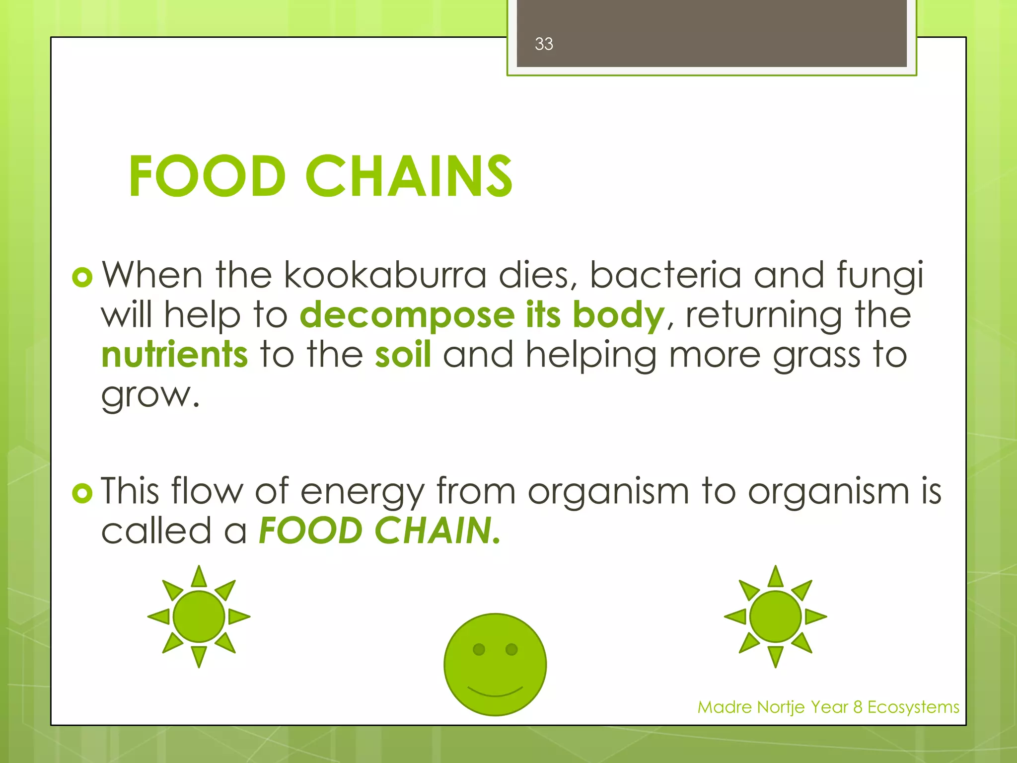 THREE TYPES OF SYMBIOSIS1.COMMENSALISM:This is an interaction between two organisms where only one of them benefits, but the other one is not affected.For example, on the Great Barrier Reef there are small colourful fish called clown fish. They are immune to the stings from sea anemones. The clown fish lives among the tentacles of the sea anemone and is protected from predators as well as getting food from the scraps left by the anemone.Madre Nortje Year 8 Ecosystems19