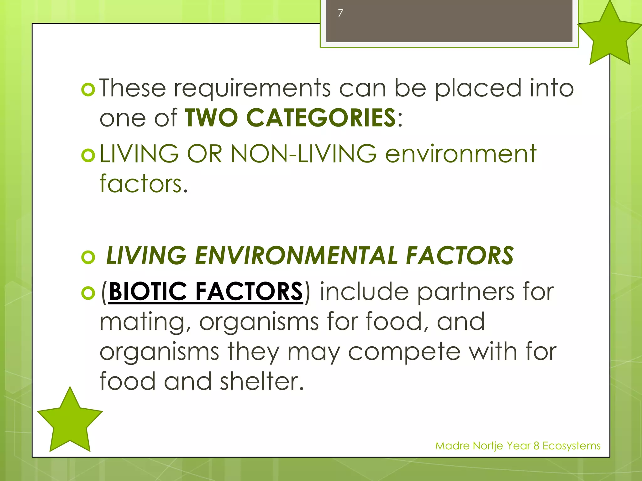 7These requirements can be placed into one of TWO CATEGORIES: