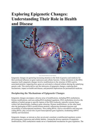 What is Epigenetic Changes? Understanding Their Role in Health and ...