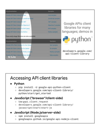 Exploring Google (Cloud) APIs with Python & JavaScript | PDF