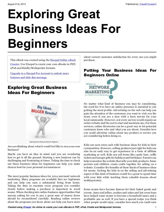 Business ideas in india for beginners pdf creator