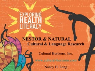Cultural & Language Research NESTOR & NATURAL Cultural Horizons, Inc. www.cultural-horizons.com Nancy H. Lang 