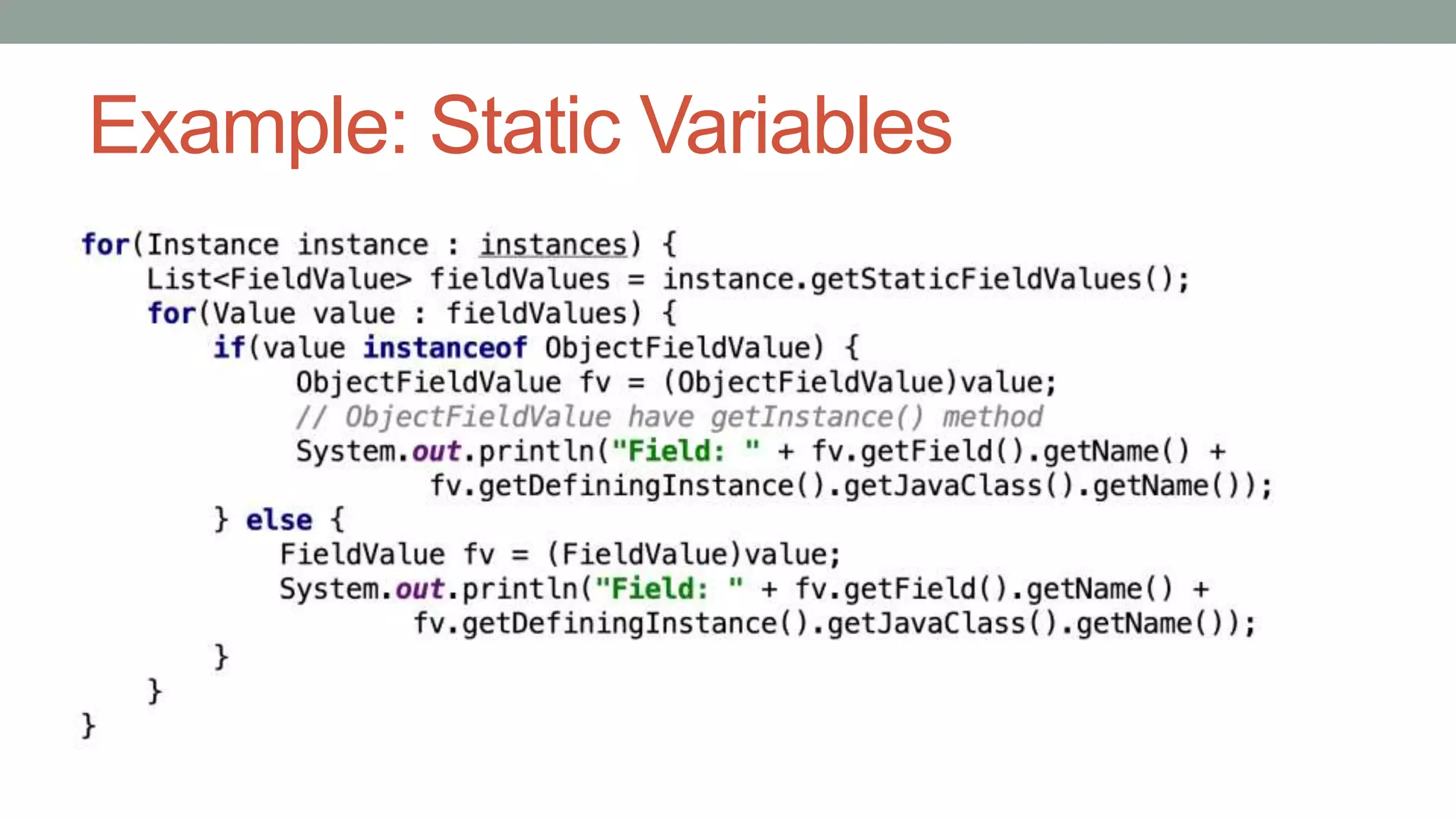 Example: Static Variables
 