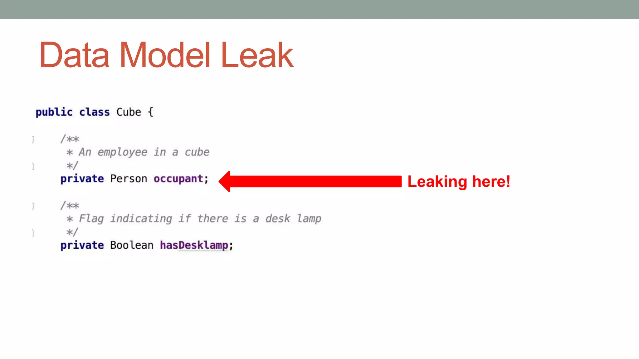 Data Model Leak
Leaking here!
 