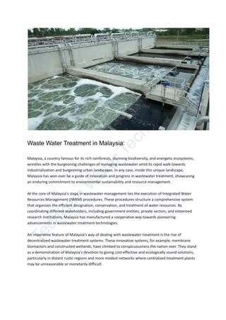 Exploring Innovations in the Waste Water Treatment Industry | PDF