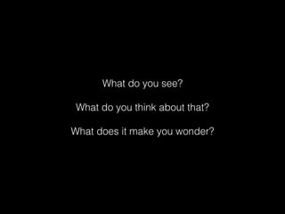 What do you see?
What do you think about that?
What does it make you wonder?
 