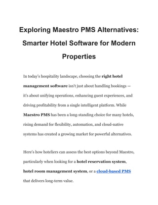 Marstro Pms Exploring Maestro PMS Alternatives_ Smarter Hotel Software for Modern ...