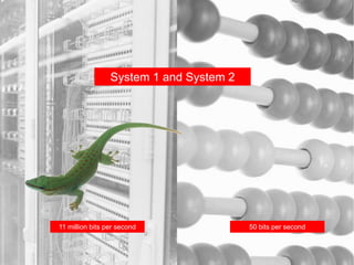 System 1 and System 2
11 million bits per second 50 bits per second
 