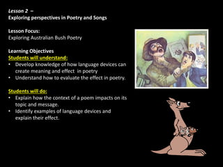 Exploring perspectives in poetry and songs - Year 7 | PPTX