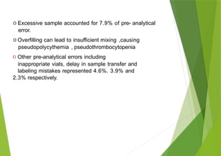 Insufficient Sample EXPLORING PREANALYTICAL ERRORS IN HEMATOLOGY FROM THE GROUND 2 (1 ...