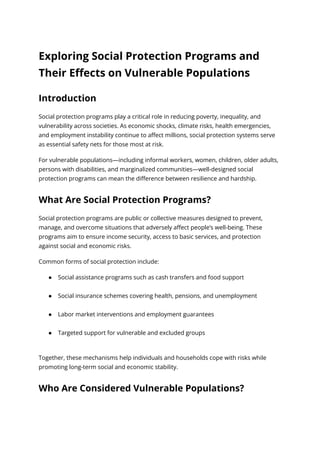 Social Protection Program Images Exploring Social Protection Programs and Their Impact on Vulnerable ...