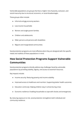 Exploring Social Protection Programs and Their Impact on Vulnerable ...