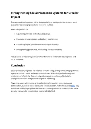 Exploring Social Protection Programs and Their Impact on Vulnerable ...