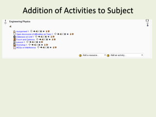 Addition of Activities to Subject
 