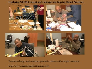 Exploring STEM Content and Concepts via Inquiry-Based Practices Teachers design and construct geodesic domes with simple m...