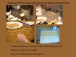 Exploring STEM Content and Concepts via Inquiry-Based Practices Teachers design and construct bridges with simple material...