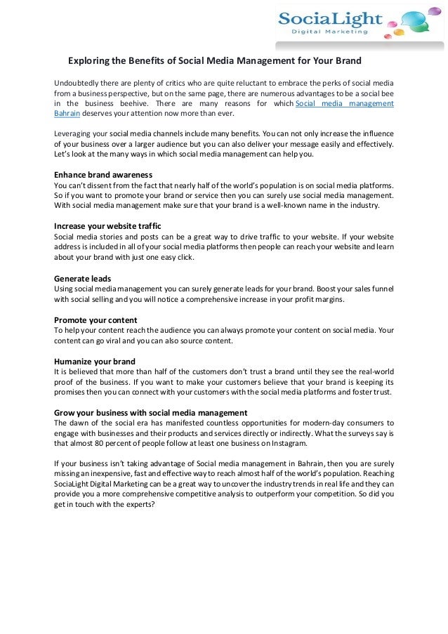 Exploring The Benefits Of Social Media Management For Your Brand