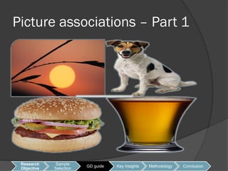 Picture associations – Part 1




 Research     Sample
                         GD guide   Key Insights   Methodology   Conclusion
 Objective   Selection
 