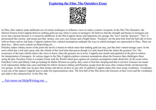 Exploring The Film, The Outsiders Essay | PPT