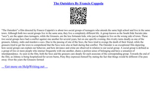 Exploring The Film, The Outsiders Essay | PPT