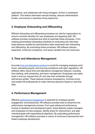 Exploring the Key Features of HR Software | PDF