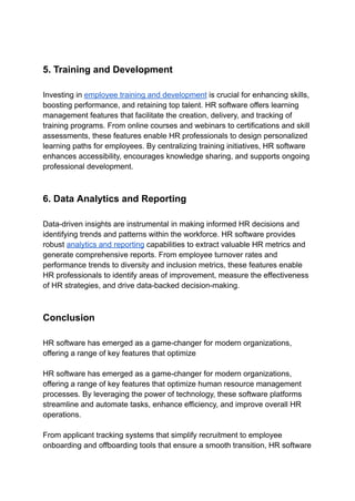 Exploring the Key Features of HR Software | PDF