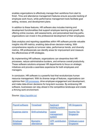 Exploring the Key Features of HR Software | PDF