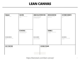 LEAN CANVAS
9https://leanstack.com/lean-canvas/
 