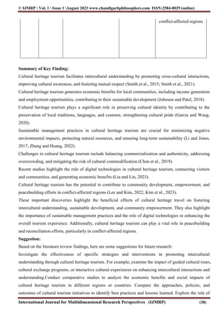 Exploring the Role of Cultural Heritage Tourism in Promoting ...