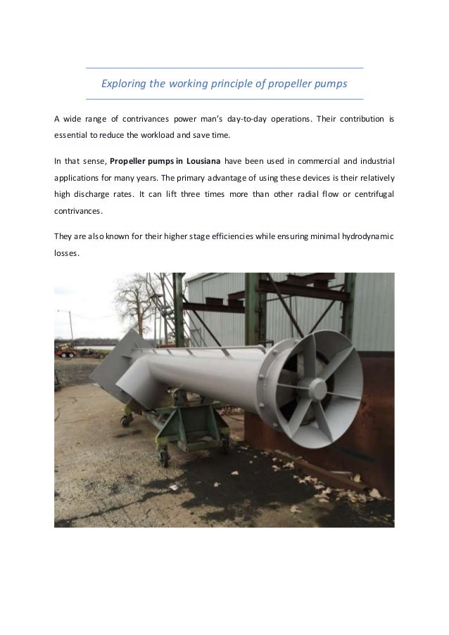 Exploring the working principle of propeller pumps