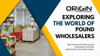 EXPLORING
THE WORLD OF
POUND
WHOLESALERS
Brief overview of what a pound
wholesaler is and their
significance in the retail industry.
 