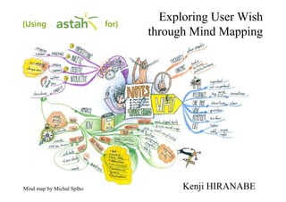 Exploring User Wish
through Mind Mapping
Kenji HIRANABEMind map by Michal Splho
{Using for}
 