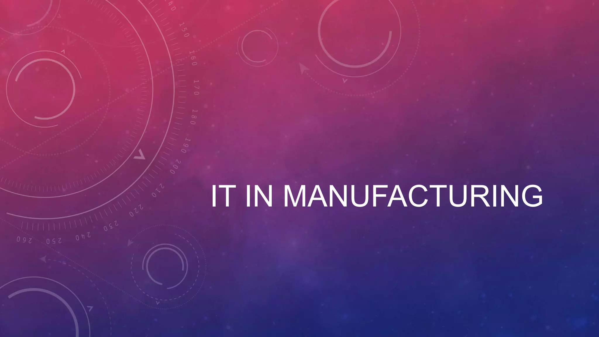 IT IN MANUFACTURING 