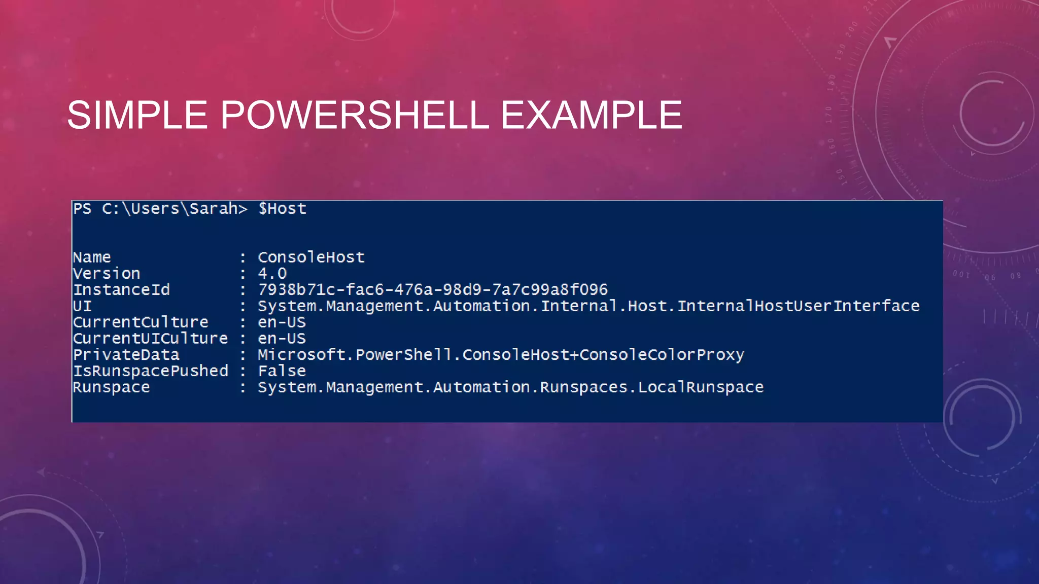 SIMPLE POWERSHELL EXAMPLE 