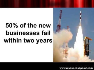 50% of the new
businesses fail
within two years



                   www.mysuccesspoint.com
 