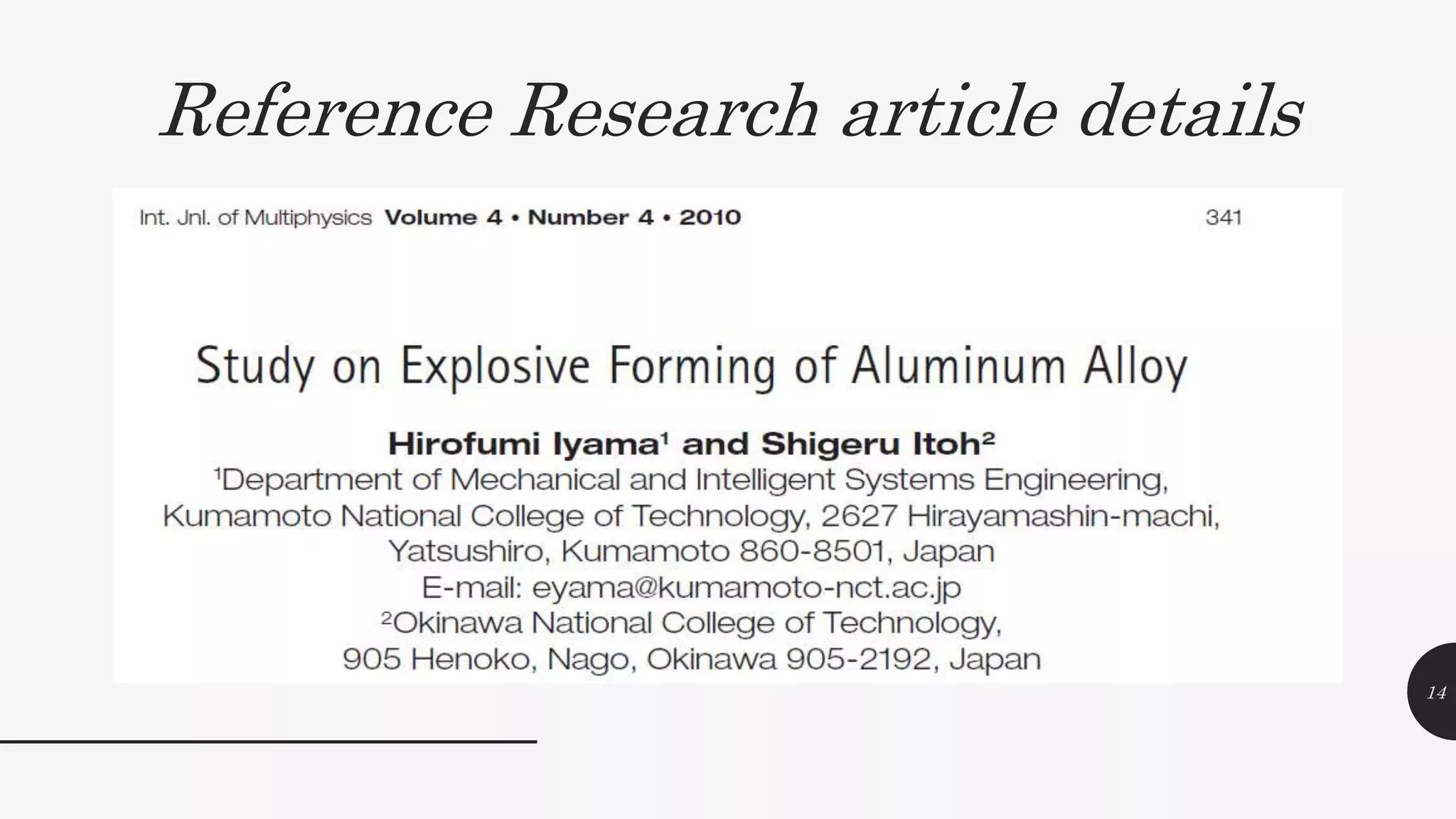 Reference Research article details
14
 