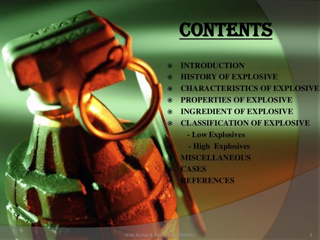 Explosives and its classification