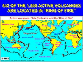 542 OF THE 1,500 ACTIVE VOLCANOES
ARE LOCATED IN “RING OF FIRE”

 