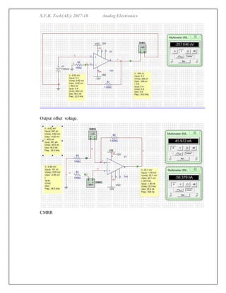 S.Y.B. Tech(AE): 2017-18 Analog Electronics
Output offset voltage.
CMRR
 