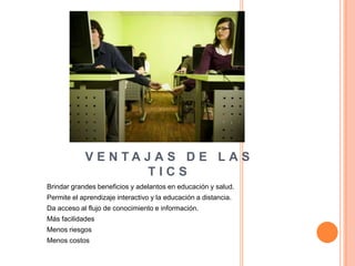 DESVENTAJASLOS BENEFICIOS DE ESTA REVOLUCIÓN NO ESTÁN DISTRIBUIDOS DE MANERA EQUITATIVA: JUNTO CON EL CRECIMIENTO DE LA RED INTERNET SURGIÓ UN NUEVO TIPO DE POBREZA QUE SEPARA A LOS PAÍSES EN DESARROLLO DE LA INFORMACIÓN.El internauta típico a escala mundial es un hombre de 36 años que es universitario, con ingresos elevados, que vive en la ciudad y habla inglés.