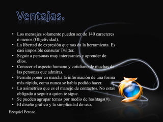 ¿Quién lo creo?.Jack Dorsey lo creó en marzo de 2006, y lo lanzó en julio del mismo año, la red ha ganado popularidad mundialmente y se estima que tiene más de 200 millones de usuarios.Osmar Torres.
