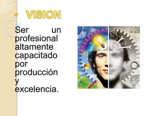 Ser un
profesional
altamente
capacitado
por
producción
y
excelencia.
 