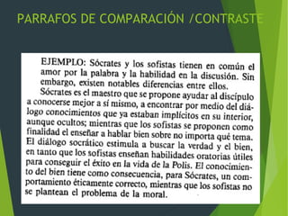 PARRAFOS DE COMPARACIÓN /CONTRASTE
 