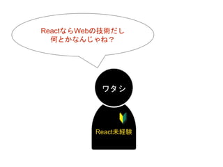 ReactならWebの技術だし
何とかなんじゃね？
ワタシ
React未経験
 