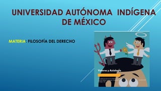 UNIVERSIDAD AUTÓNOMA INDÍGENA
DE MÉXICO
MATERIA: FILOSOFÍA DEL DERECHO
 